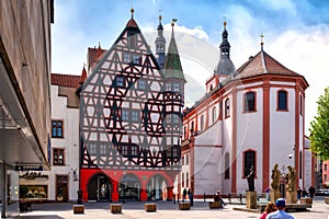Church St. Blasius and old town hall. From 1531 to 1782, the Gothic ensemble of houses in Unterm